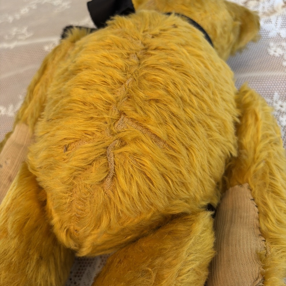 Antique 1920s Golden Mohair Teddy Bear Fully Jointed Hump Back Glass Eyes 16in - Picture 13 of 16